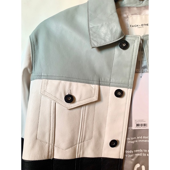 EACHxOTHER color block leather jacket - Picture 3 of 5